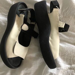 Wolky white patent leather sandals